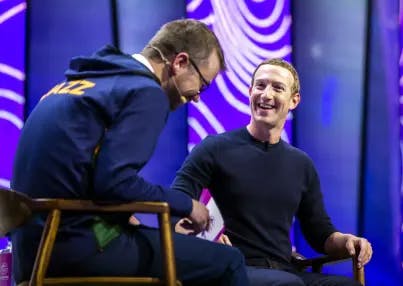 Mark Zuckerberg being interviewed at the 2019 Silicon Slopes Summit.
